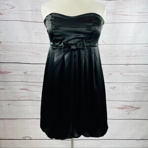 Torrid Strapless little black dress balloon hem silky stretchy